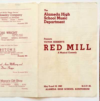 Program AHS Music Dept musical 'Red Mill', 1940