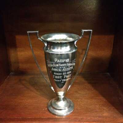 Pacific Inter-club Yacht Association trophy won by Pronto of Stone Boatyard, 1920