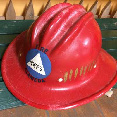 ADEFS Civil Defense fire helmet of Merle Wilson, c. 1950s