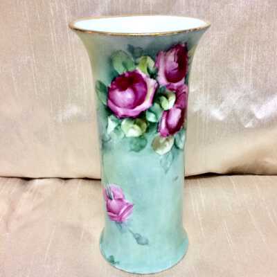 Bavaria porcelain vase docorated with wine-red roses, c. 1900s
