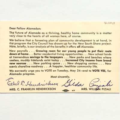 Postal card promoting South Shore development, 1955