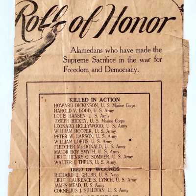 Roll of Honor with WWI Alamedan casualties, from February 26, 1919