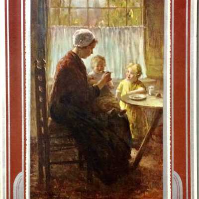 Wall calendar with mother and child advertising Cabral's Market, 1936