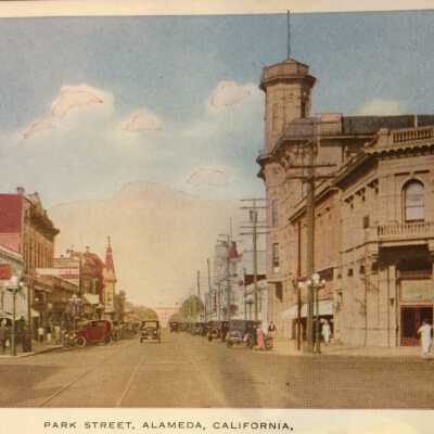 Postcard Park Street, looking north from Central, 1930
