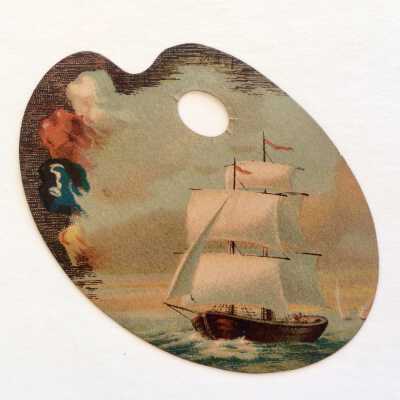 Greeting Card shaped like artist's palette, 1884