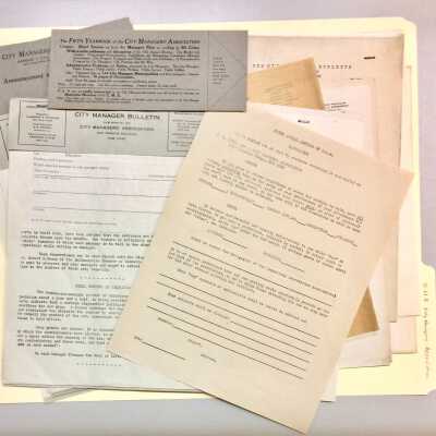 Folder with Bulletins published by the City Managers' Association, 1919-1920