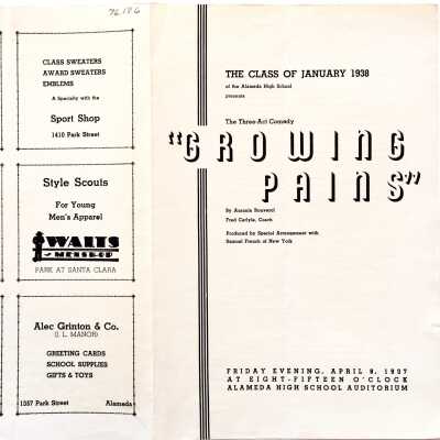 Program Play, Class of 1938, Alameda High School, 1937