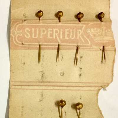 Gold plated Superior French toilet pins, early 1900s