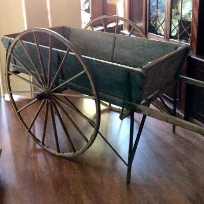 Two-wheel cart similar to ones used for maintenance in early parks, c. 1900