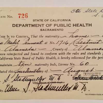 State Operating permit, Tennant's Maternity Hospital, 1935