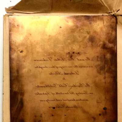 Printer's plate for wedding announcement Mr & Mrs. Goldthwaite, 1921