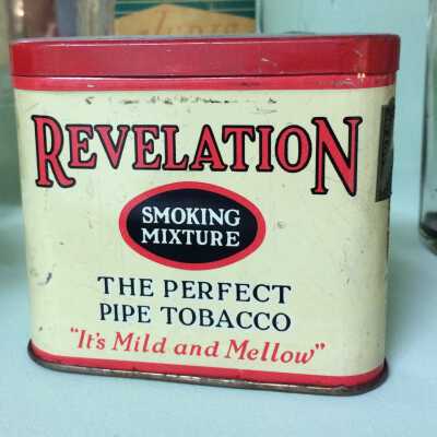 Tin Container previously holding Pipe Tobacco, from Frank's Barber Shop