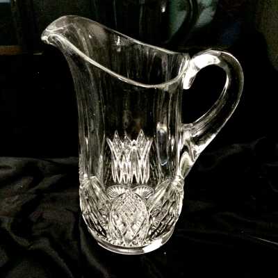 Pressed-glass water pitcher with pseudo-pedestal base, early 1900s