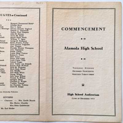 Program Alameda High School Commencement exercises, December 1933