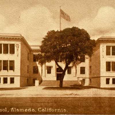 Photo Postcard Haight School, Merry Christmas from Eleanor, 1913
