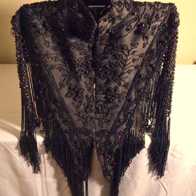 Jet Beaded floral Demi-cape or surplus-collar, 1889-1890