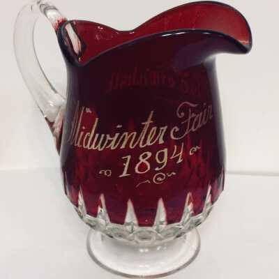 Mrs. Twichell's Souvenir Glass Pitcher from S.F. Midwinter Fair, 1894
