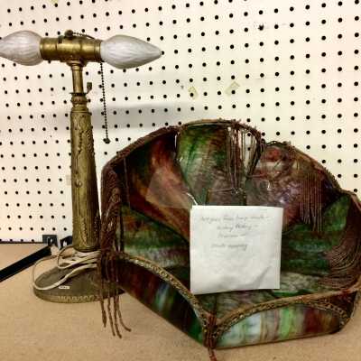 Table lamp with art glass shade from 1738 Central Ave, Levy family, 1915-1920
