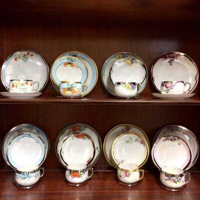 Porcelain cake/luncheon sets, painted by Thomas Jorgensen, c. 1920s-1930s