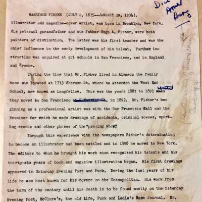 Biographical Sketch of Harrison Fisher, prior to 1997