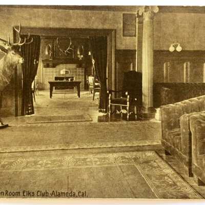 Photo postcard Reception and Card Room, Elks Club, c. 1912