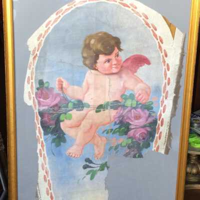Cherub poster from 'Swan Ride' concession, Neptune Beach, c. 1920s