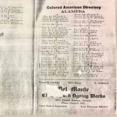 The Colored American Directory of Alameda, early 1900s