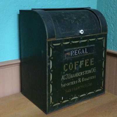 Regal Coffee storage bin, c. 1900