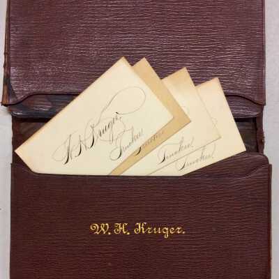 Leather billfold with calling cards of W. H. Kruger, c. 1890s