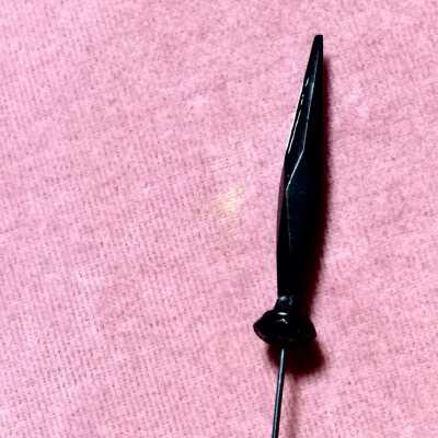 Hat pin with black glass finial top of Bertha Meyers, early 1900s