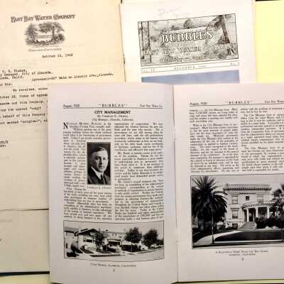 Folder with documents relating to the East Bay Water Company, 1920-1923