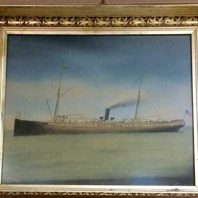 Enlarged and handpainted photo of the steamer "San Blas", 1895