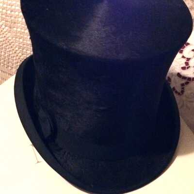 Black beaver top hat, from New York, of Fred Linderman, early 1900s