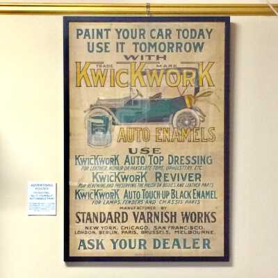 Advertising sign for car paint from the home of Horton D. Maynard, c. 1920