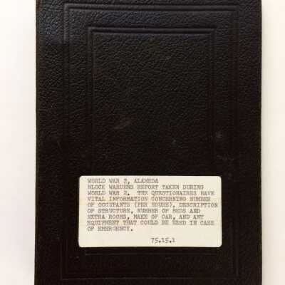 Binder with Block Warden's Questionnares, 1942