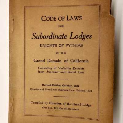 Code of Laws booklet of the Knights of Pythias, 1922