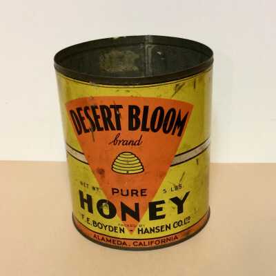 'Desert Bloom Brand Pure Honey', packed by F. E. Boyden-Hansen Co., Ltd., c. 1930s