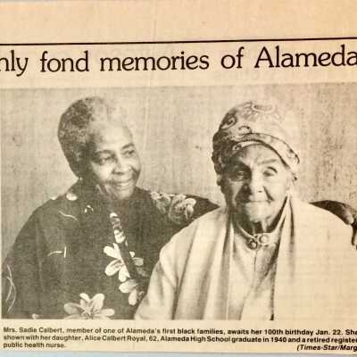 Clipping '100-year Old Sadie Calbert has only fond memories of Alameda', 1985