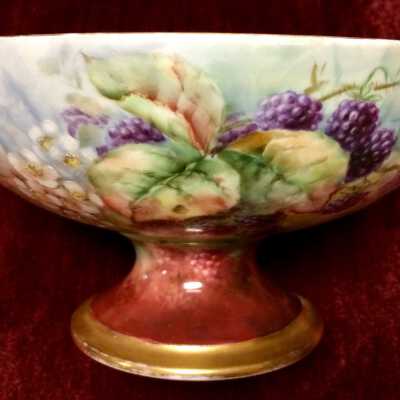 Porcelain Haviland bowl decorated by Anna Spreckels, early 1900s