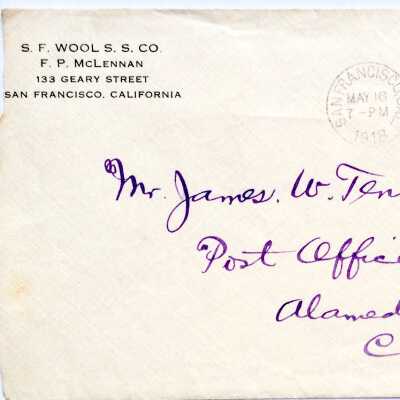 Letter to James W. Tennant, Post Office, 1918