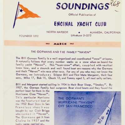 Encinal Yacht Club 'Soundings' newsletter for March 1962