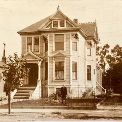 Photo postcard exterior 2619 Santa Clara Ave, c. 1909-1912