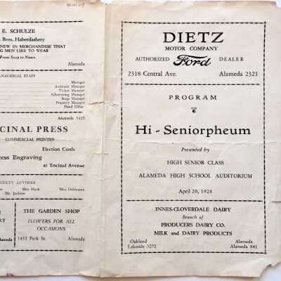 Program High Senior Class production, Alameda High School, 1928