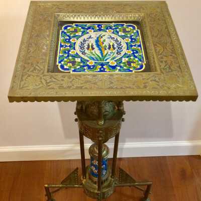 Tile-top Calling Card Stand, c. 1880s