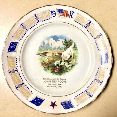 Calendar plate advertising John Reardon, 1917