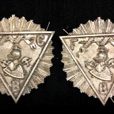 Knights of Pythias Emblem of triangle with sunrays and 'FCB'