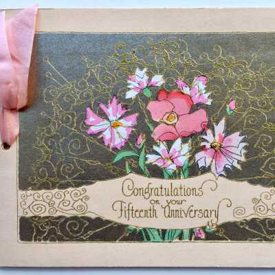 15th wedding anniversary greeting card of Wm & Adeline Cox, 1932