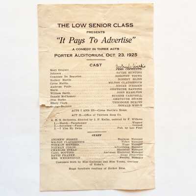 Program play 'It Pays to Advertise', Alameda High School, 1925