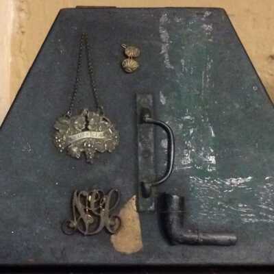 Capt. Trudgett's Sextant box with odds and ends, Ca. 1900