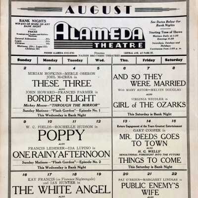 Theater Program for August, Alameda Theatre, 1936